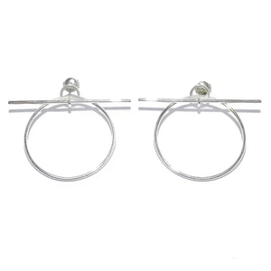 Auth HERMES Loop Earring MM - Silver 2******** None Earrings - Picture 1 of 7