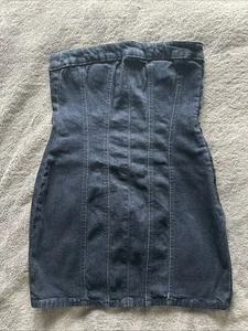 Zara Stretch Denim Tube Style Dress Size M Worn Once Dark Blue - Picture 1 of 3