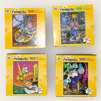 VTG Neopets Toy Lot of 4 Puzzles 100 Piece Milton Bradley 2003 New Sealed - Image 1 of 4