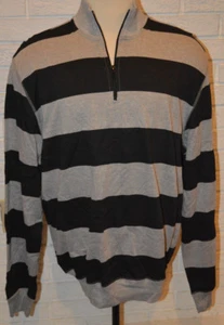 Men's OT Revolution Gray & Black Stripe Long Sleeve 1/4 Zip Shirt Top Size L, XL - Picture 1 of 2