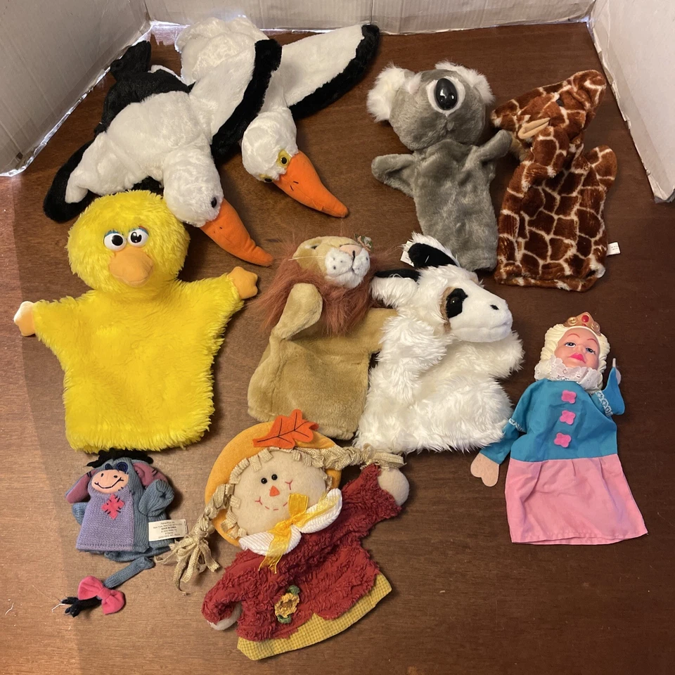 Lot Of 10 Animal & Other Hand Puppets Big Bird, Store, Caltoy  - Image 1 of 4