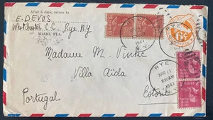 1941 Rye NY USA Airmail cover To Storil Portugal - Picture 1 of 2