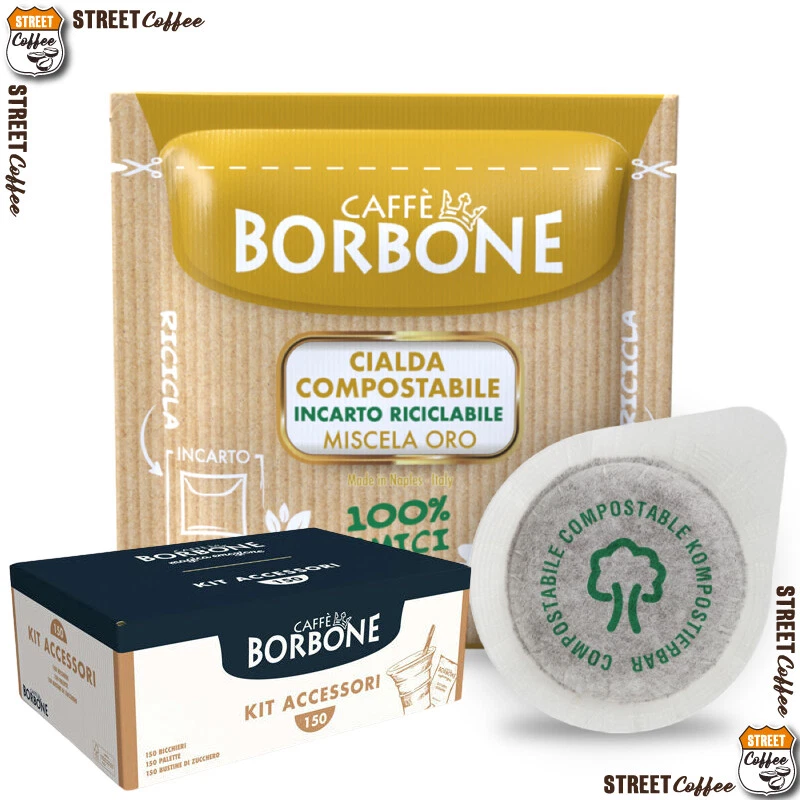 150 Cialde Caffè Borbone Miscela Oro Gialla Filtrocarta ESE 44 + Kit accessori - Immagine 1 di 1