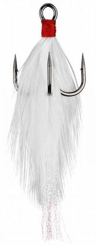 Gamakatsu Feather Treble Hook - Black Nickel, White/White