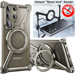 Z Shaped Metal Frameless Case MagSafe Magnetic Ring Stand For Samsung S24 Ultra - Picture 1 of 59