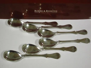 ROBBE & BERKING ALT KOPENHAGEN 925 STERLING SILBER BESTECK 6x EIS LÖFFEL - Bild 1 von 2