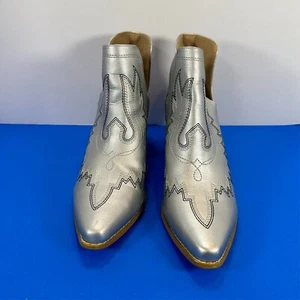 Women's Western Silver Ankle Boots size 11 - Picture 1 of 8