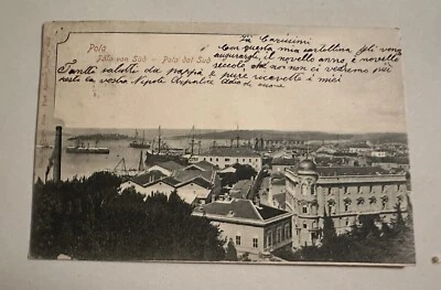 Cartolina Istria Croazia POLA VISTA DAL SUD Antica 1900 - Immagine 1 di 2