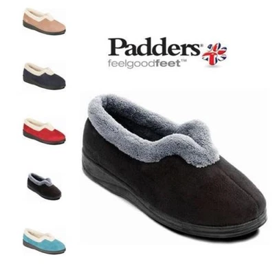 Padders CARMEN Ladies Womens Memory Foam Comfy Extra Wide (EE) Fit Slippers New