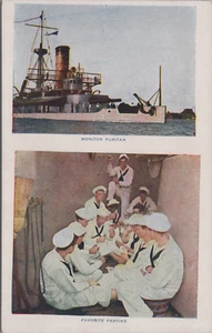 WWI Era Monitor Puritan Ship Sailors Playing Cards Card Game postcard JQ9 - Picture 1 of 2