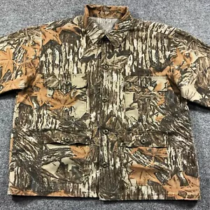 Vintage Realtree Field Jacket Mens L Brown Khaki Button Up Hunting Chore Shacket - Picture 1 of 12