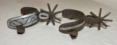 古董手工锻铁纯银墨西哥charro骑马马马刺 — 第 1/4 张图片