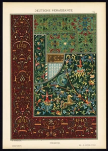 Antique Print-GERMAN RENAISSANCE-MOTIVES-ORNAMENTS-Plate 74-Dolmetsch-1887 - Picture 1 of 1