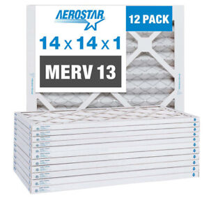Aerostar 14x14x1 MERV 13 Air Filter, 12 Pack (13 3/4" x 13 3/4" x 3/4")