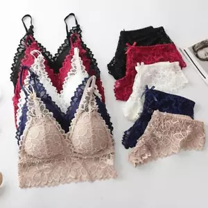 Sexy Lace Women’s Underwear Set Seamless Wire Free Bra & Panty with Embroidery - Picture 1 of 29