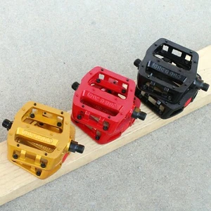 S&M BMX BIKE 101 BICYCLE 9/16" METAL PEDALS BLACK GOLD RED - Picture 1 of 10