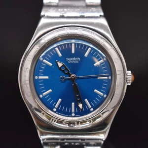 Vtg SWATCH Irony AG1997 Escapade Blue Dial 33mm Swiss Made Stainless NEW BATTERY - Picture 1 of 8