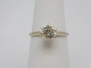VINTAGE 14K SOLID WHITE GOLD DIAMOND STONE ENGAGEMENT RING SIZE 6.5 1.25 CTW - Picture 1 of 13