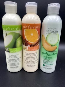 AVON NATURALS MOISTURE HAND BODY LOTION ORANGE Apple Cucumber 3 Lot - Picture 1 of 4