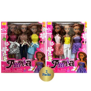 6 Dolls Set - African American Brown Black Girl Beauty Fashin Doll set - Picture 1 of 6