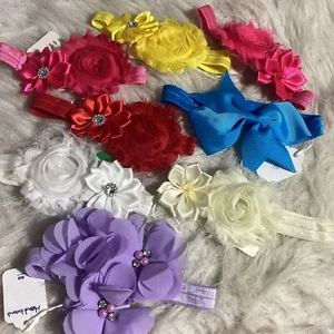 Infant Baby Toddler Girls Boutique Handmade Headbands Soft Flowers Lot of 8 - Picture 1 of 8