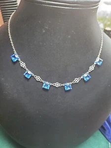 Art Deco Sterling Silver And Bezel Mounted Crystal Riviere Necklace - Picture 1 of 12