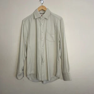 Tommy Bahama Shirt Large Soft Corduroy Cream Ecru w/ Purple Flip Cuff Button Up - Picture 1 of 18