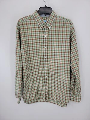 J McLaughlin Shirt Mens Large Green White Brown Plaid Button Down Long Sleeve - Image 1 of 4