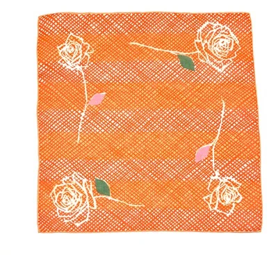 Pañuelo Vintage Rosas Naranja Rojo Rosa Blanco Verde Pañuelo 14.5x14.5" Enrejado Foto 1 de 4