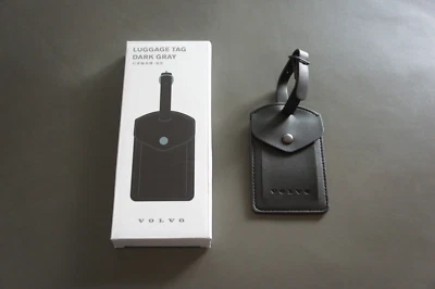 NIB Genuine Volvo Dark Gray PU Travel Trip Luggage Baggage Tag Label Flight ID