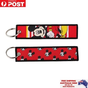 Disney Mickey Mouse Keychain Keyring Double Sided Embroidered Key Tags Xmas Gift - Picture 1 of 1