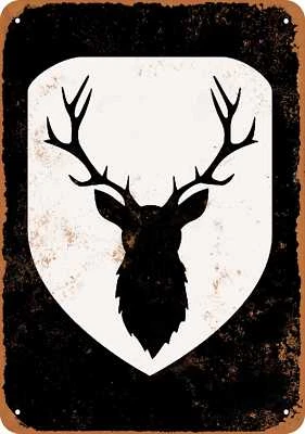 METAL SIGN - Deer Mounted Rack 16-Point Buck (BLACK) -- Vintage Look - Image 1 of 2
