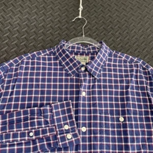 L.L. Camisa abotonada a cuadros azul frijol blanco rojo para hombre talla L regular - Imagen 1 de 8