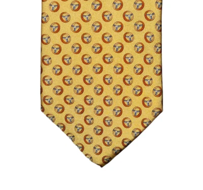 Brooks Brothers Makers Necktie Tie Yellow Geometric Steering Wheels Silk New NWT - Image 1 of 4