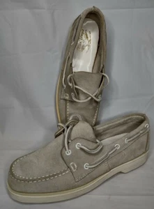 Vintage Allan Temple Mens Tan Leather 2 Eye Boat Shoe  - Picture 1 of 12