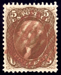 US 75 5c 1862 Thomas Jefferson red and blue cancels PSAG cert - Picture 1 of 3