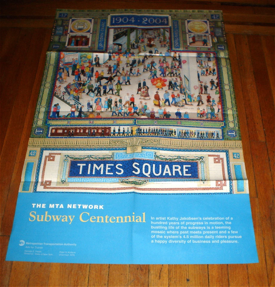 MTA NYCTA SUBWAY ART POSTER Subway CENTENNIAL 2004 Times Square 42nd Street NY - Image 1 of 1