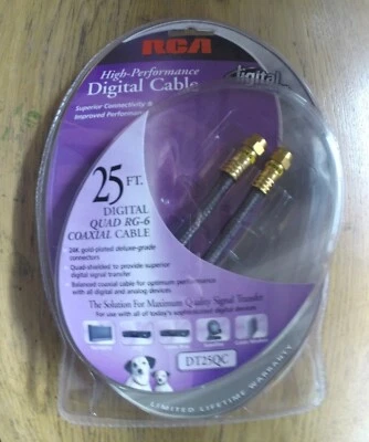 RCA RG6 Quad Shield Coaxial Cable 25 ft  - Image 1 of 2