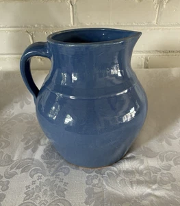 ANTIKER KERAMIKKRUG BLAU/LAVENDEL GLASUR 9"X8,5" SCHÖNE FARBEN - Bild 1 von 12