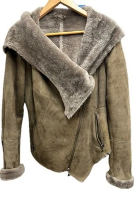 GIAN MORI 100% Sheepskin Asymmetrical fur lined Women's coat 44 - CG K26 - Image 1 of 4