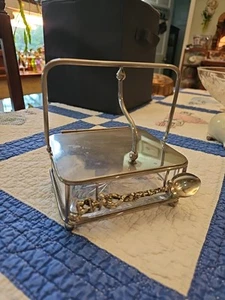 Silver Plate Covered Caviar Dish With Cut Glass Insert And Spoon - Picture 1 of 22
