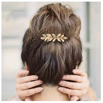 Boho Leaf Hair Comb Gold Wedding Comb Metal Bridal Headpieces Bride Side Gold A - Image 1 of 4