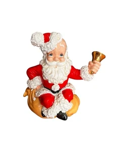 SELTEN Vintage MUSIKALISCHE Keramik Weihnachten Weihnachtsmann hält Glocke Atlantik Form - Bild 1 von 10