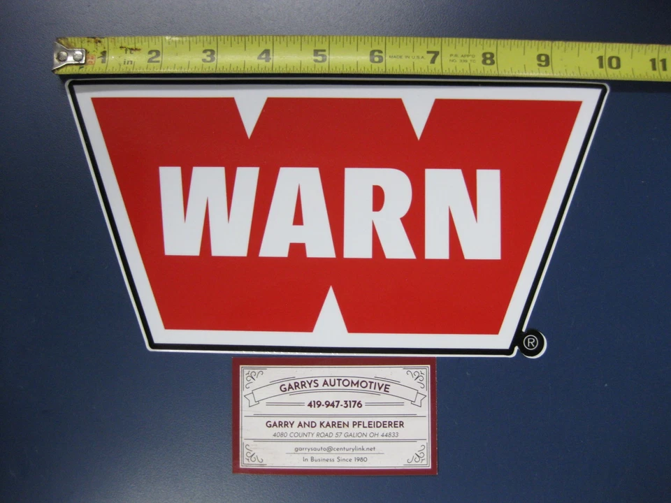 Genuine WARN 10 inch X 5 Inch Red W Decal Label Sticker - Image 1 of 1