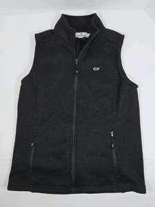 Vineyard Vines Damen Gr. S schwarz gefüttert Strick Full Zip ärmellose Weste Wal - Bild 1 von 7