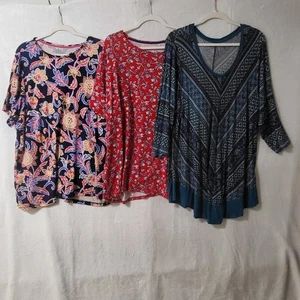 3-teiliges Set Croft & Barrow Top 3X Damen Blumendruck Baumwollmischung Tunika Bluse - Bild 1 von 15