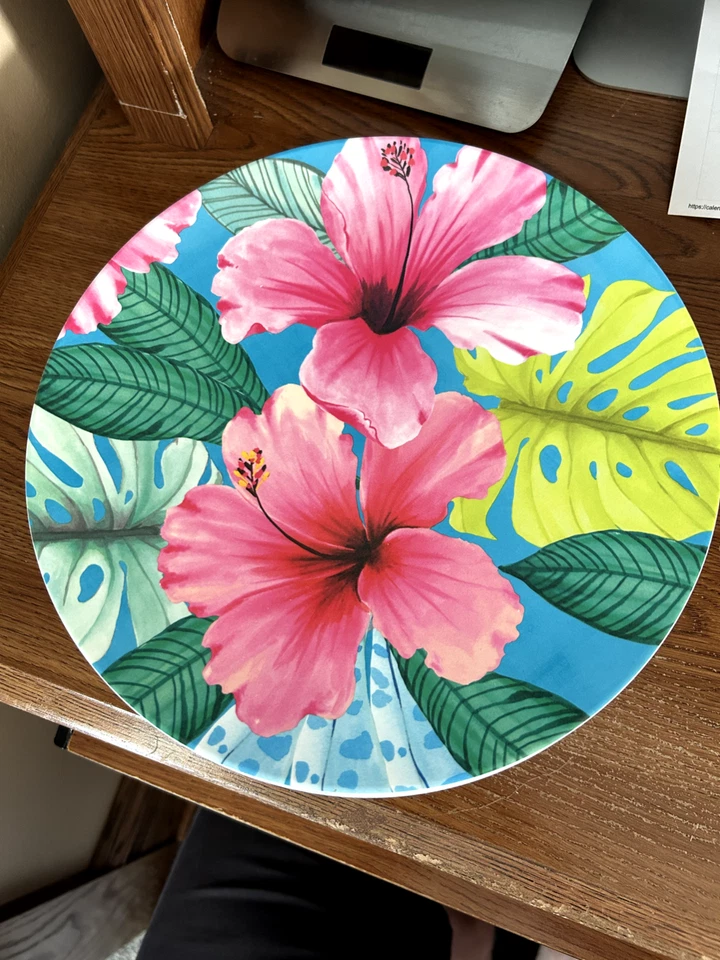 7 Platos de Plástico Decorativos HAWIIAN Floral Reutilizables Aptos para Lavavajillas 10.25" Foto 1 de 1