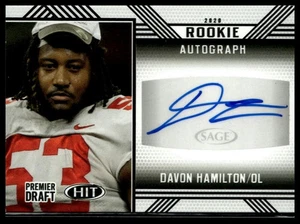2020 SAGE HIT #A28 Davon Hamilton Rookie Autographs Black - Picture 1 of 2