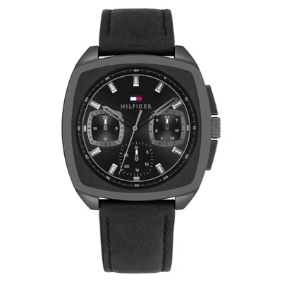 Tommy Hilfiger Leather Black Dial Multi-function Men's Watch - 1710556 - image 1 of 4