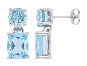 11.15 Carat (ctw) Sky Blue Topaz Dangle Drop Earrings Sterling Silver - Picture 1 of 5
